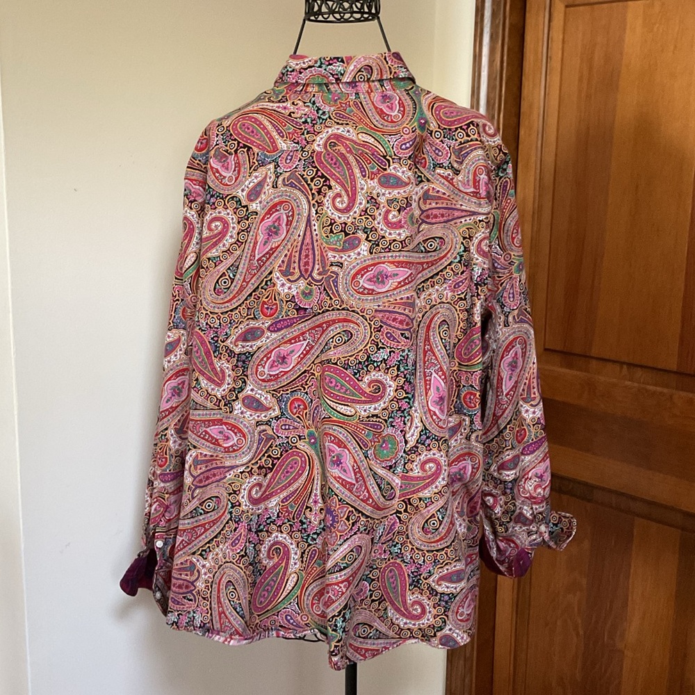 Chaps No Iron Paisley Button Down Shirt Size 2X - Picture 6 of 8